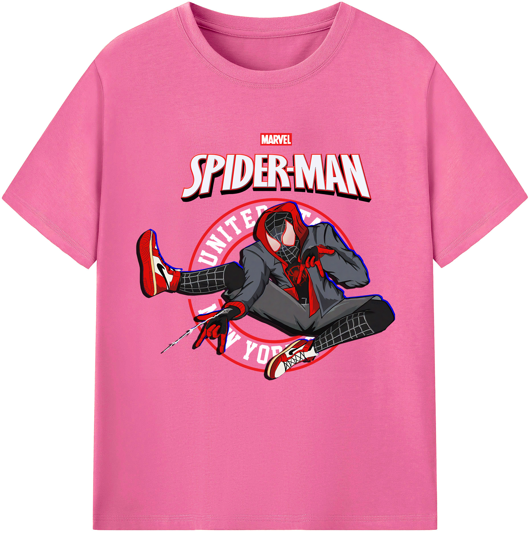 （画像用） Spider Man スパイダーマン レディースカジュアルプリントTシャツ（綿100％）